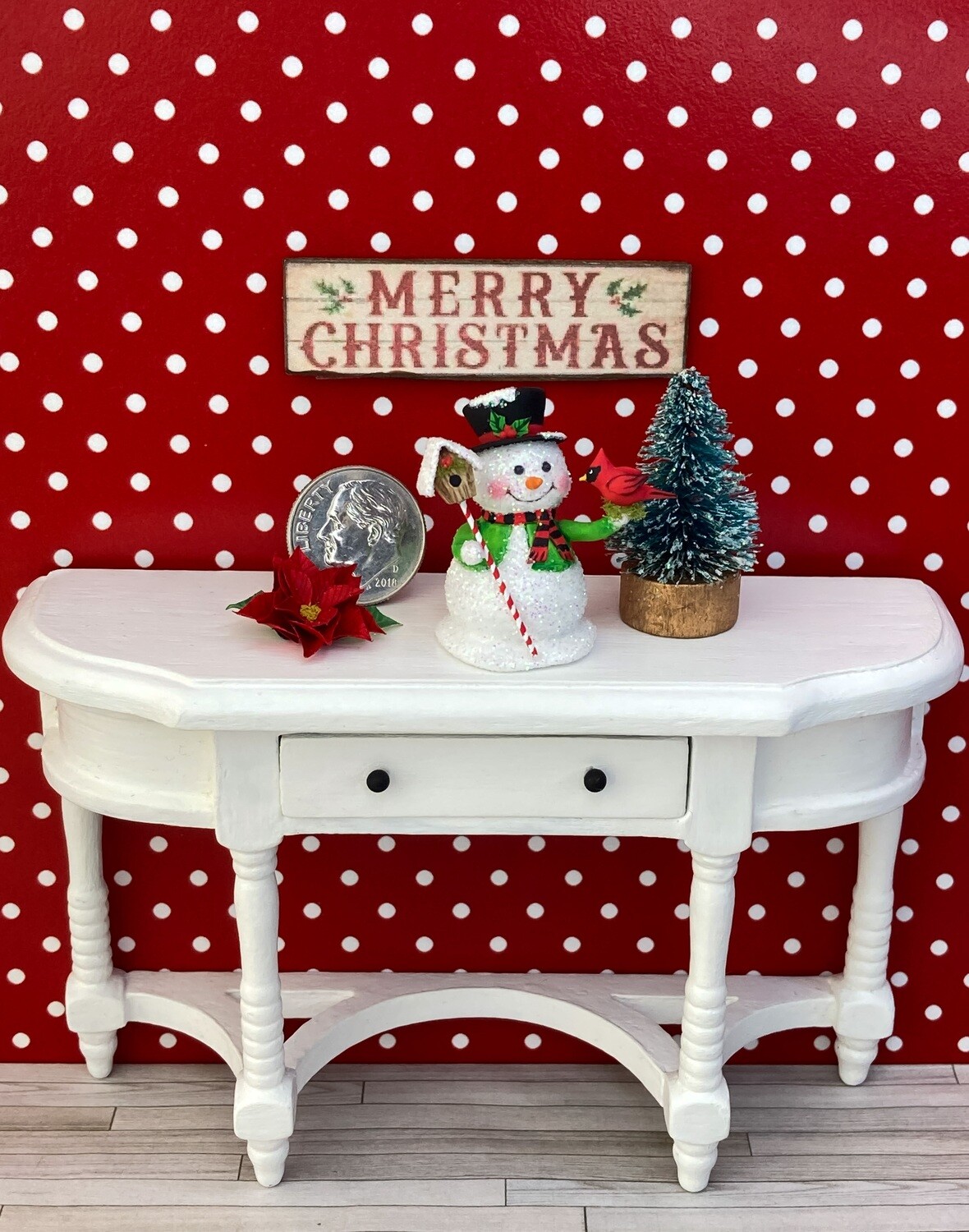 1:12 Scale Snowman With Cardinal Friend