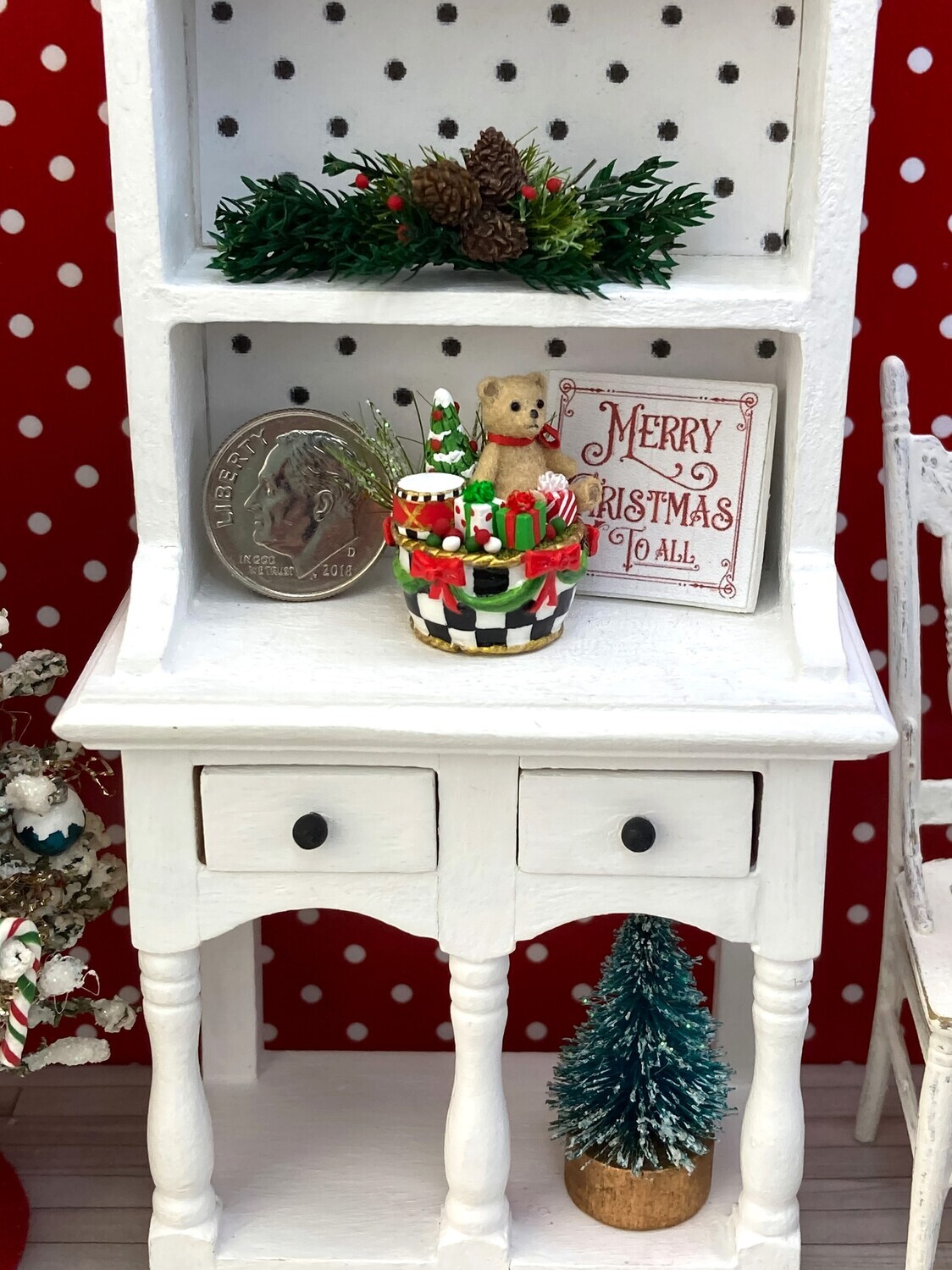 1:12 Scale Christmas Teddy Bear Arrangement