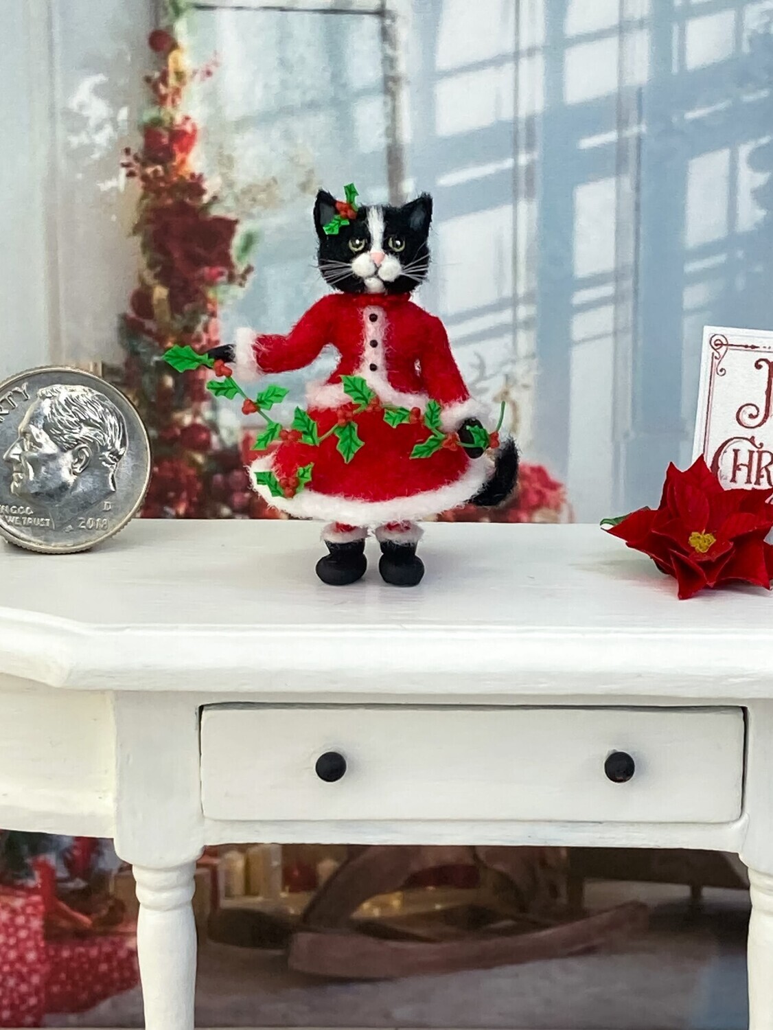 1:12 Scale Christmas Kitty Doll