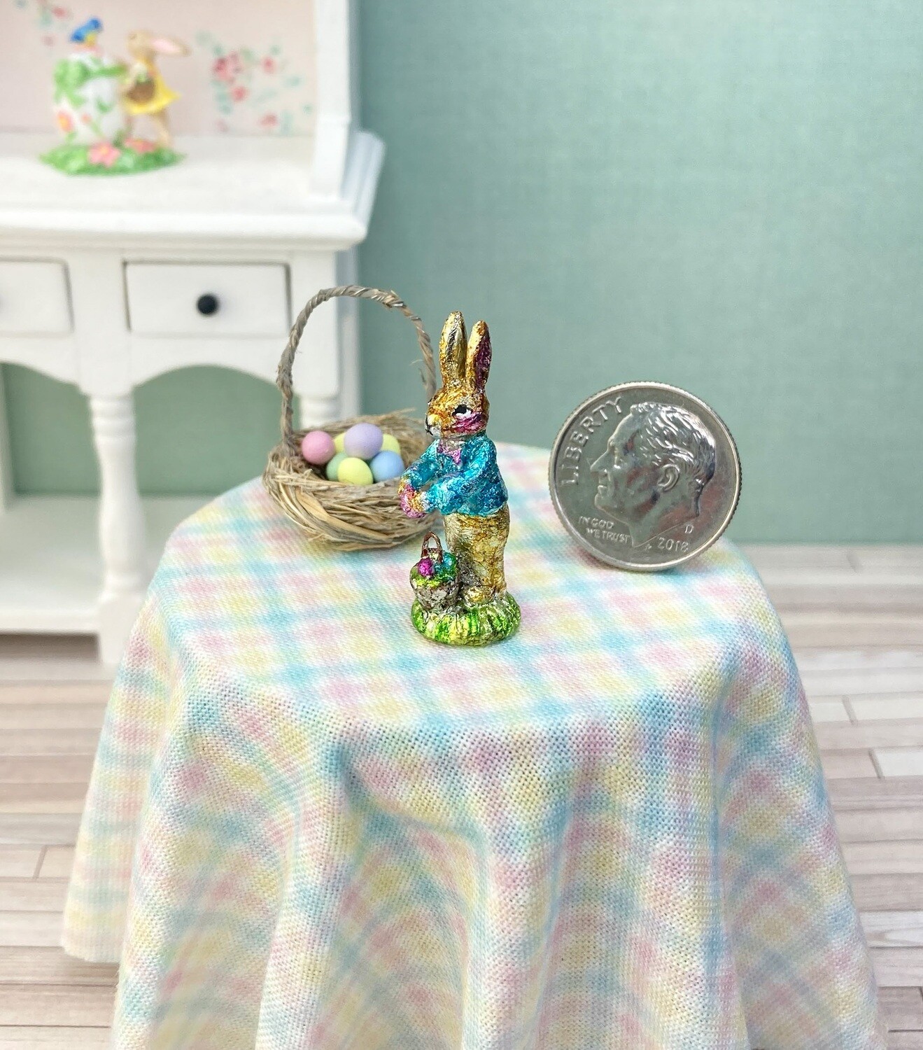 1:12 Scale Faux Chocolate Foil Covered Easter Bunny