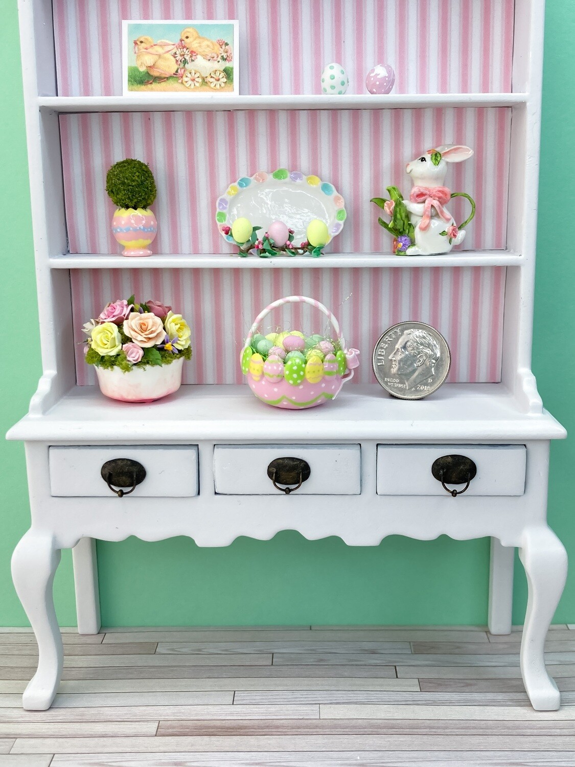 1:12 Scale Ceramic Style Easter Egg Basket With Eggs