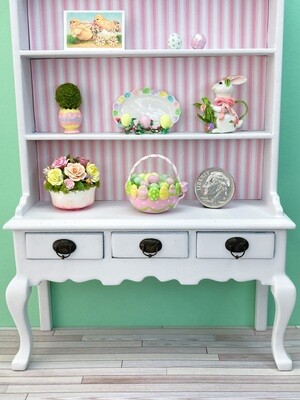 1:12 Scale Ceramic Style Easter Egg Basket With Eggs