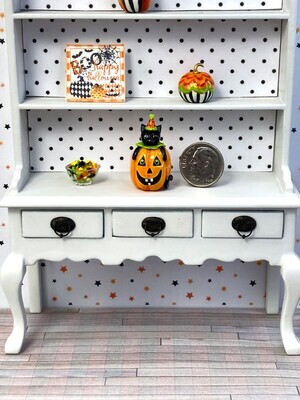 1:12 Scale Jack-O-Lantern And Cat Cookie Jar