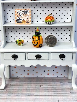 1:12 Scale Jack-O-Lantern And Cat Cookie Jar