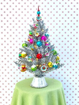 1:12 Scale Lighted Tabletop Tinsel Christmas Tree
