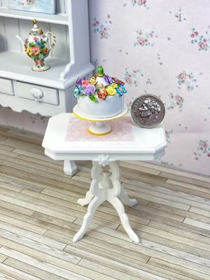 ​1:12 Scale Flowers And Butterflies Pedestal Cake Plate