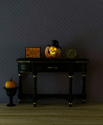 1:12 Scale  Illuminated Skelly Head Jack-O-Lantern