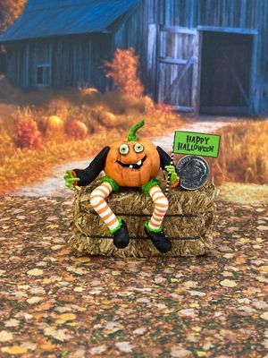 ​1:12 Scale Halloween Mr. Pumpkin Shelf Sitter