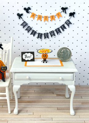 1:12 Scale Miniature Halloween Jack-O-Lantern Candy Corn Pedestal Bowl Dish