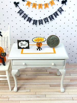 1:12 Scale Miniature Halloween Jack-O-Lantern Candy Corn Pedestal Bowl Dish