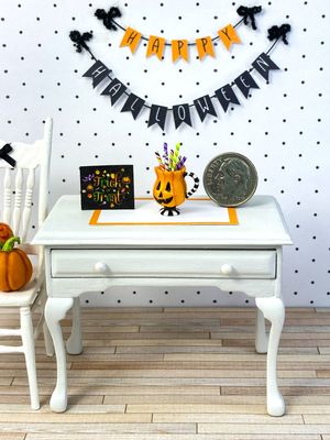 1:12 Scale Miniature Halloween Jack-O-Lantern Tall Pedestal Mug