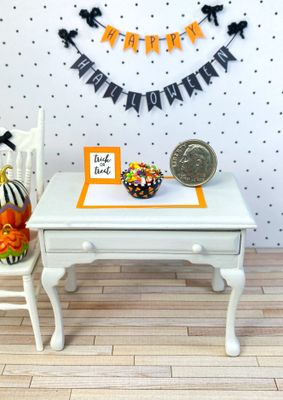 1:12 Scale Miniature Halloween Candy Filled Bowl