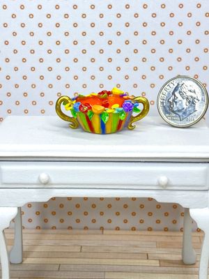 1:12 Scale Whimsical Floral Fruit Bowl