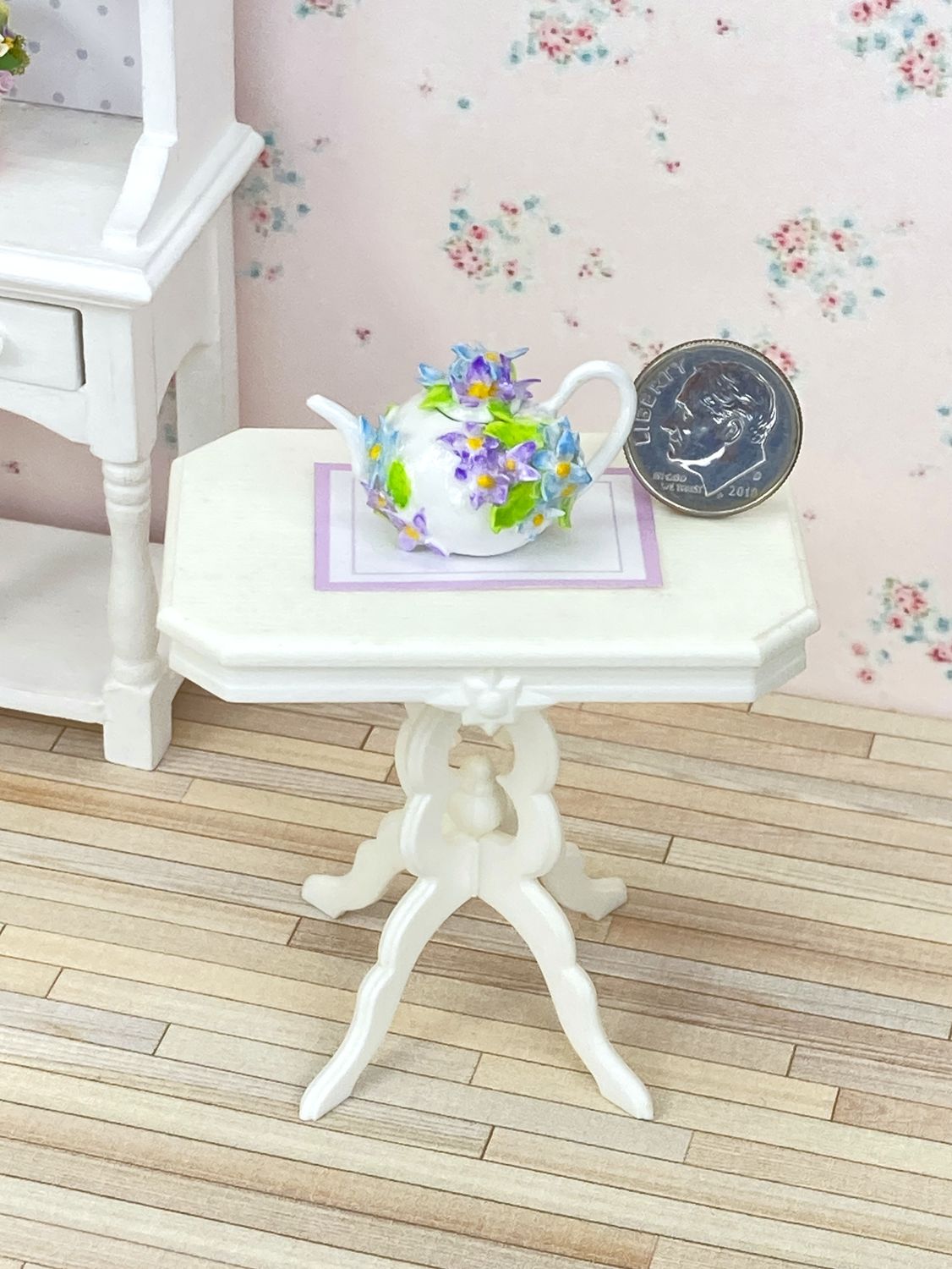 1:12 Scale Miniature Floral Teapot