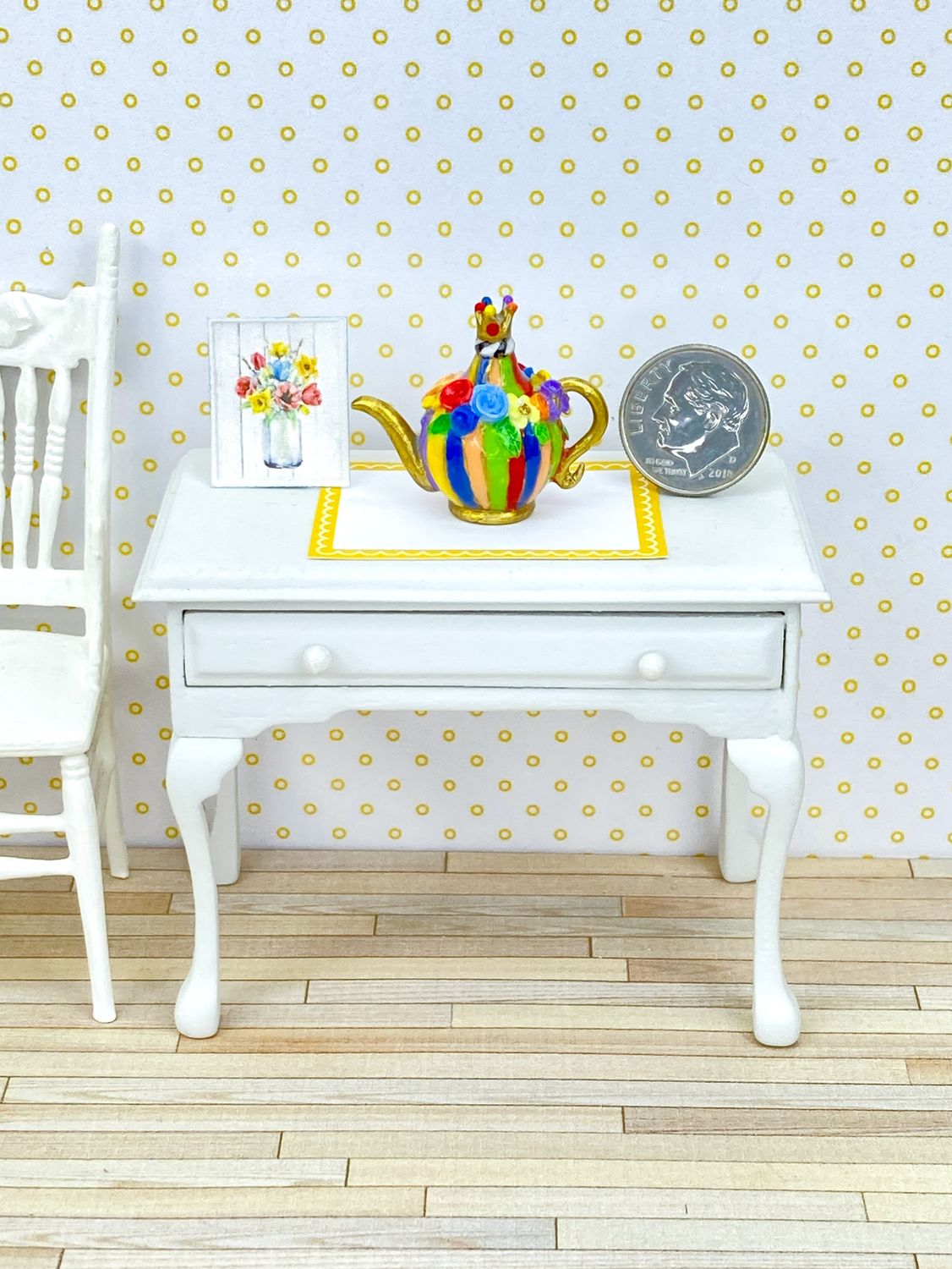1:12 Scale Miniature Whimsical Floral Crown Teapot