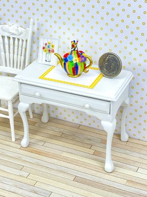 1:12 Scale Miniature Whimsical Floral Crown Teapot
