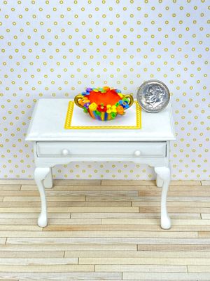 1:12 Scale Miniature Whimsical Floral Fruit Bowl