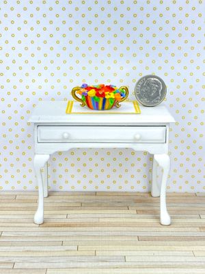 1:12 Scale Miniature Whimsical Floral Fruit Bowl