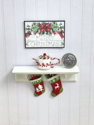 1:12 Scale Miniature Candy Cane Twist Teapot