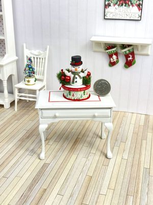 1:12 Scale Miniature Mr. Frosty Snowman Christmas Hat Box