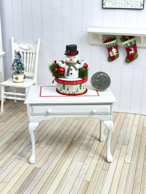 1:12 Scale Miniature Mr. Frosty Snowman Christmas Hat Box