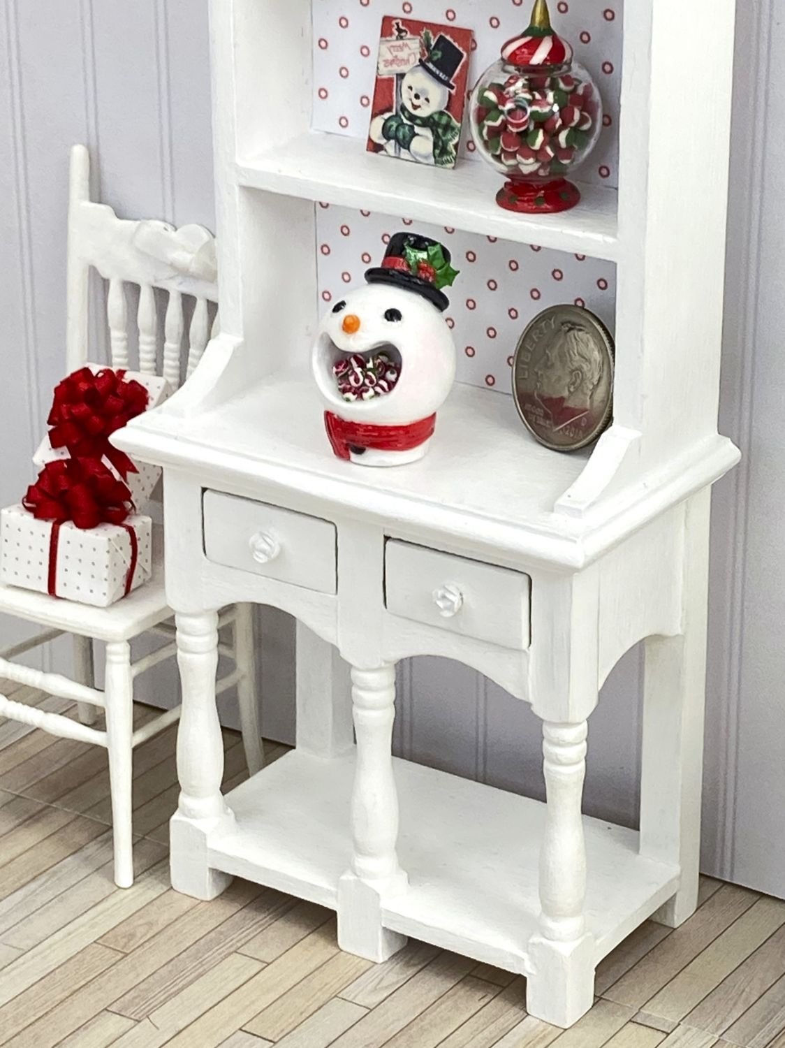 1:12 Scale Miniature Snowman Candy Bowl Dish