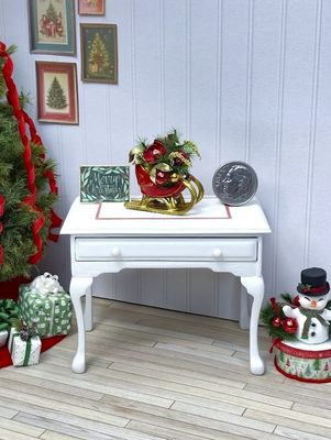 1:12 Scale Miniature Christmas Sleigh Floral Centerpiece Arrangement