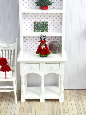 1:12 Scale Miniature Christmas Tuxedo Cat Doll