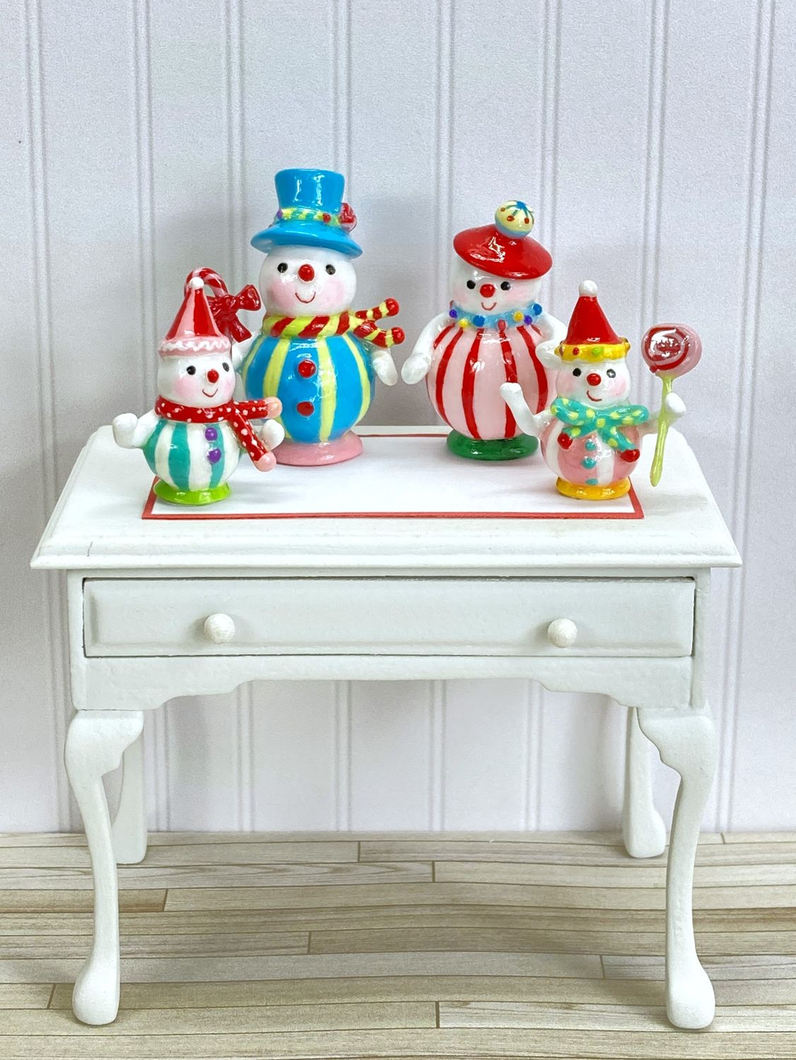 Miniature Whimsical Snowman Family Figurines