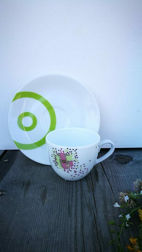 Servizio da caffe' "SULLY DOTS" da 6, verde  -Philippe Deshoulieres-