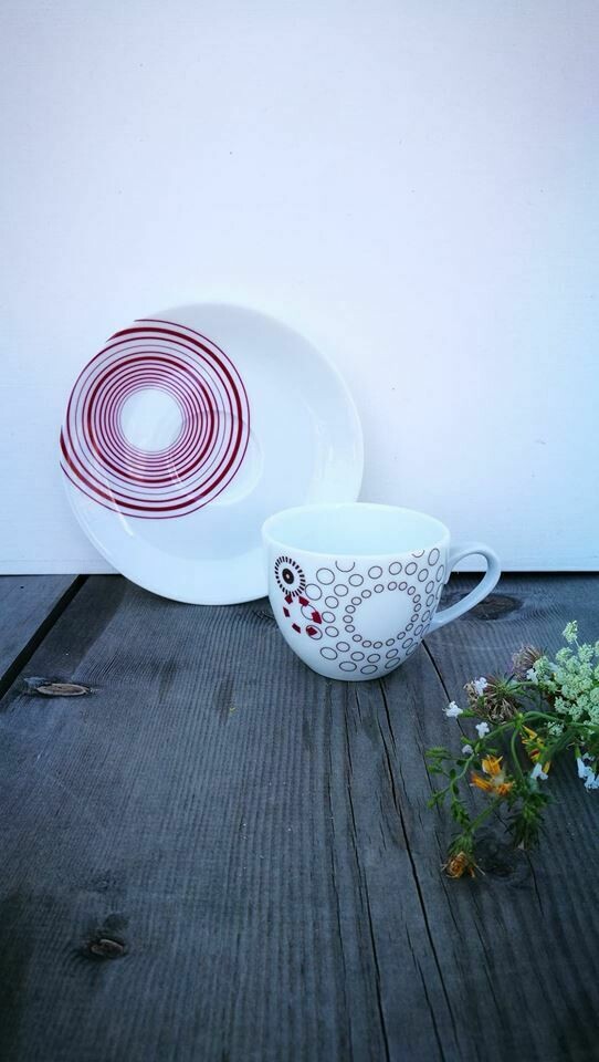Servizio da caffe' "SULLY DOTS" da 6, viola -Philippe Deshoulieres-