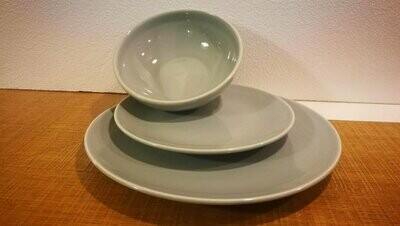 Servizio Piatti "HOME" in ceramica grigio perla da 6 -LEONARDO-