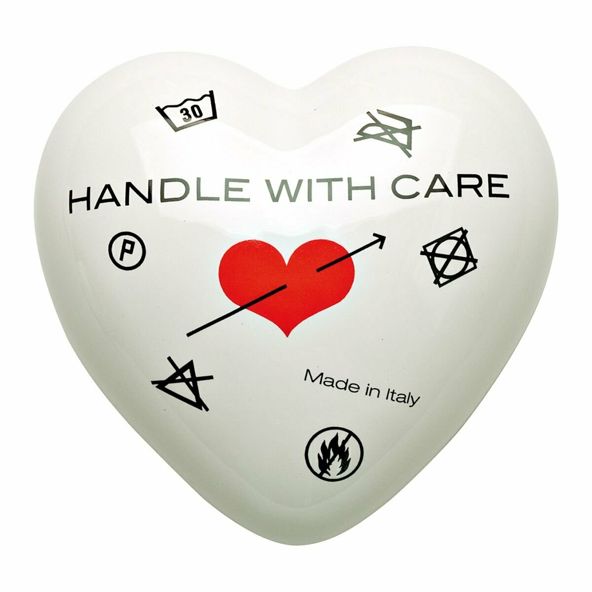 Complemento di arredo/fermacarte "Cuore HANDLE WITH CARE"