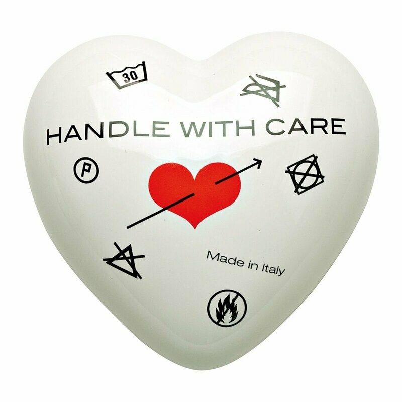 Complemento di arredo/fermacarte "Cuore HANDLE WITH CARE"