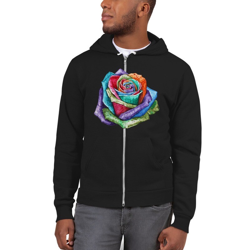 Felpa Unisex cappuccio con lacci e zip "ROSA"