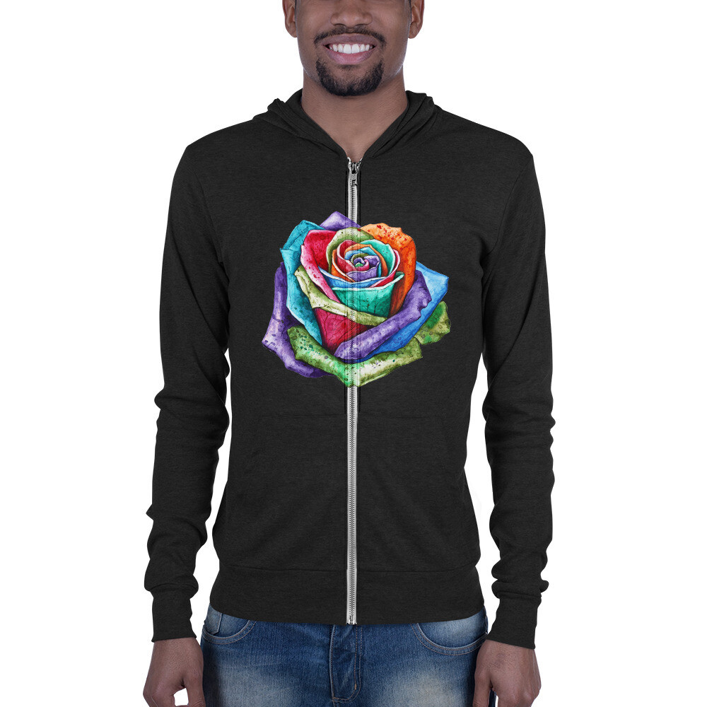 Felpa Unisex con cappuccio e zip "ROSA", Colore: Charcoal Black Triblend, Taglia: XS