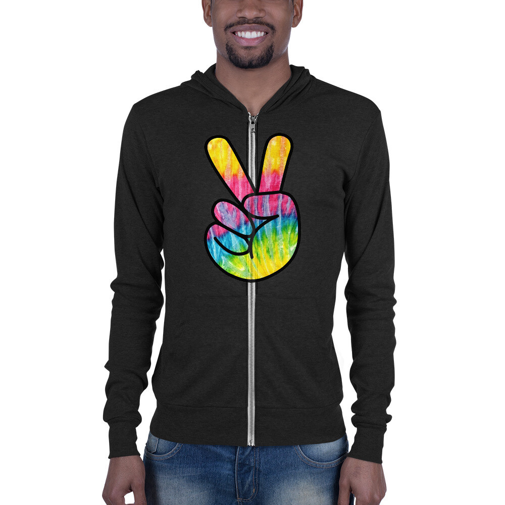 Felpa Unisex con cappuccio e zip "PACE", Colore: Charcoal Black Triblend, Taglia: XS