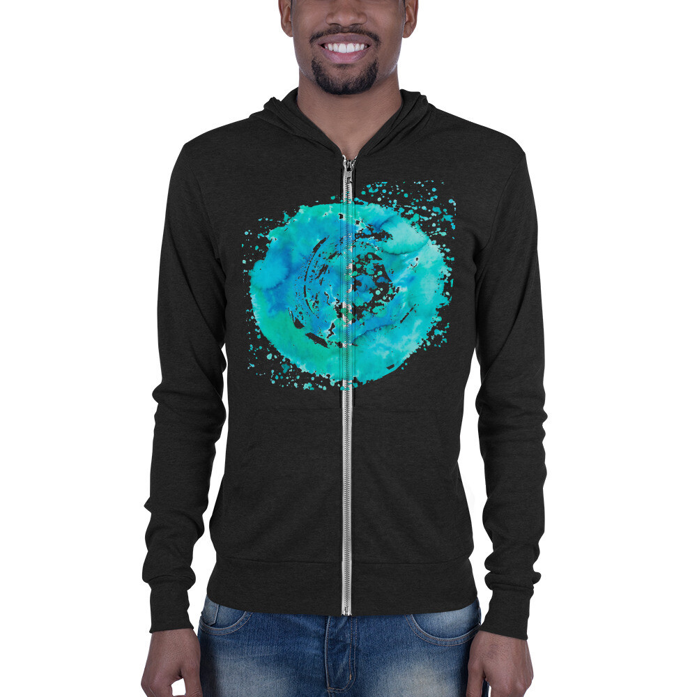 Felpa Unisex con cappuccio e zip "CIRCLE", Colore: Charcoal Black Triblend, Taglia: XS