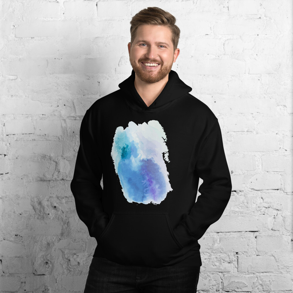 Felpa Unisex con cappuccio "ACQUERELLO", Colore: Nero, Taglia: S