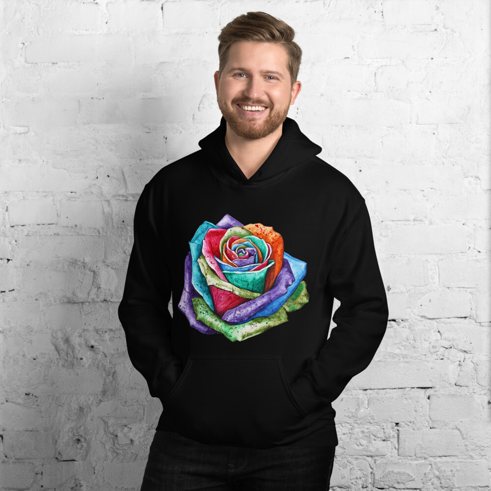 Felpa Unisex con cappuccio "ROSA", Colore: Nero, Taglia: S