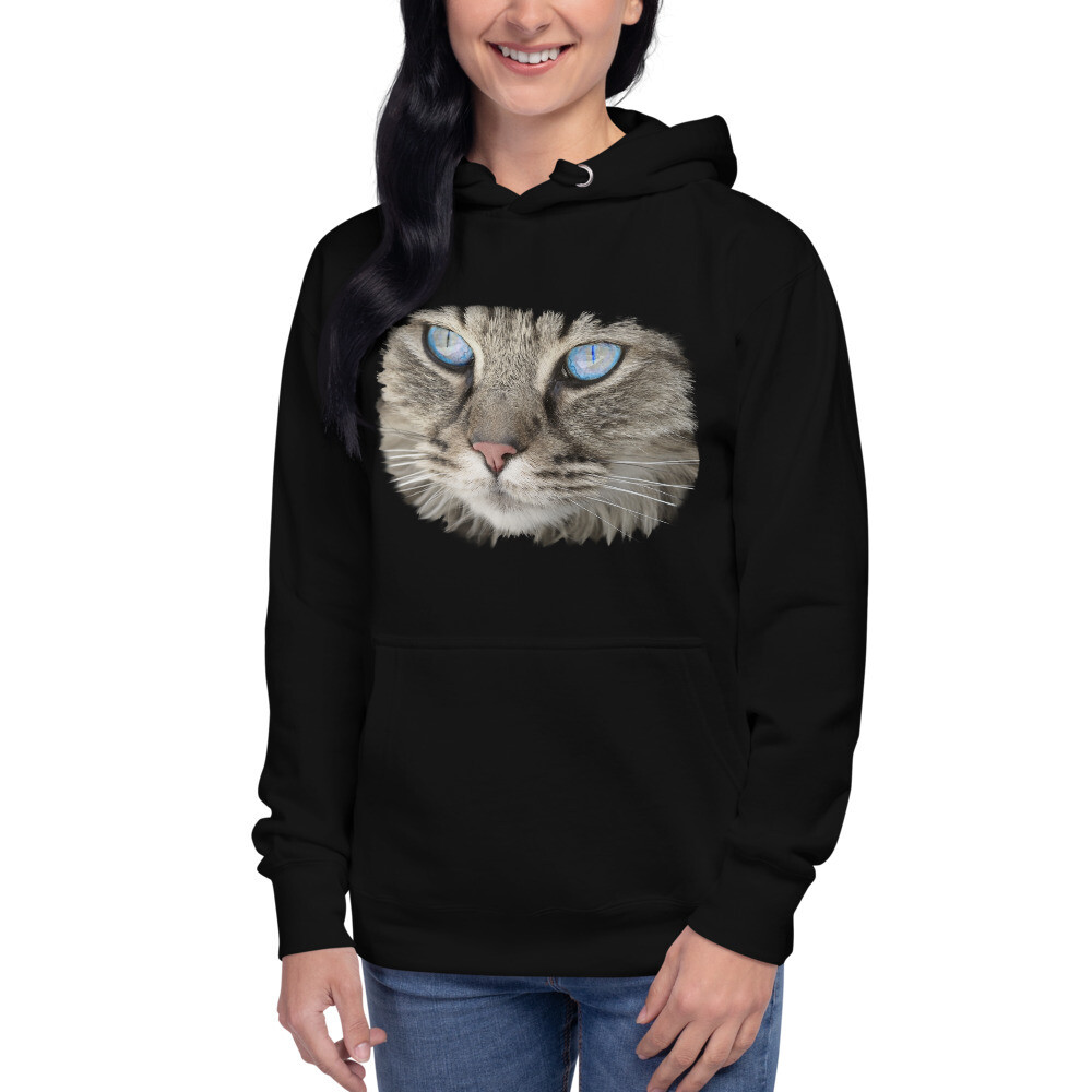 Felpa Unisex con cappuccio e lacci "MICIO", Colore: Black, Taglia: S