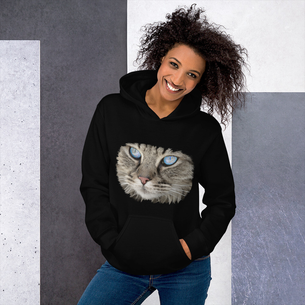 Felpa Unisex con cappuccio "MICIO", Colore: Nero, Taglia: S