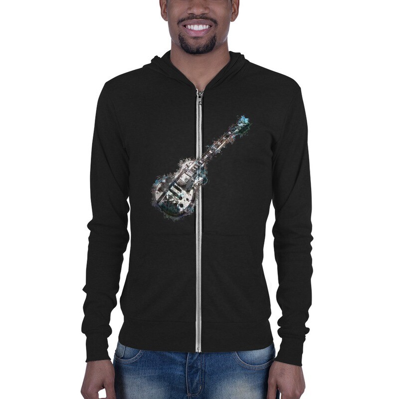 Felpa Unisex con cappuccio e zip "GUITAR"