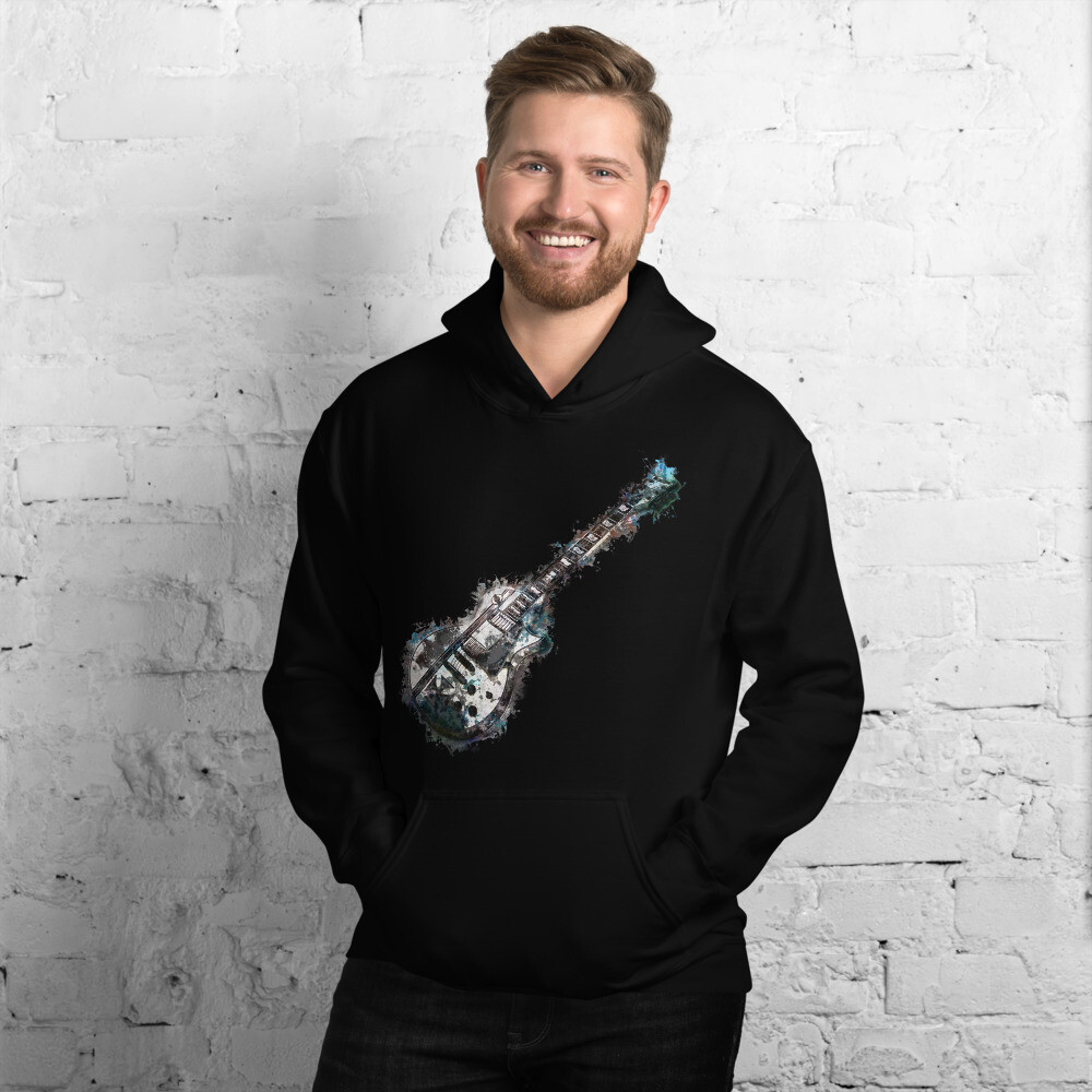 Felpa Unisex con cappuccio "GUITAR", Colore: Nero, Taglia: S