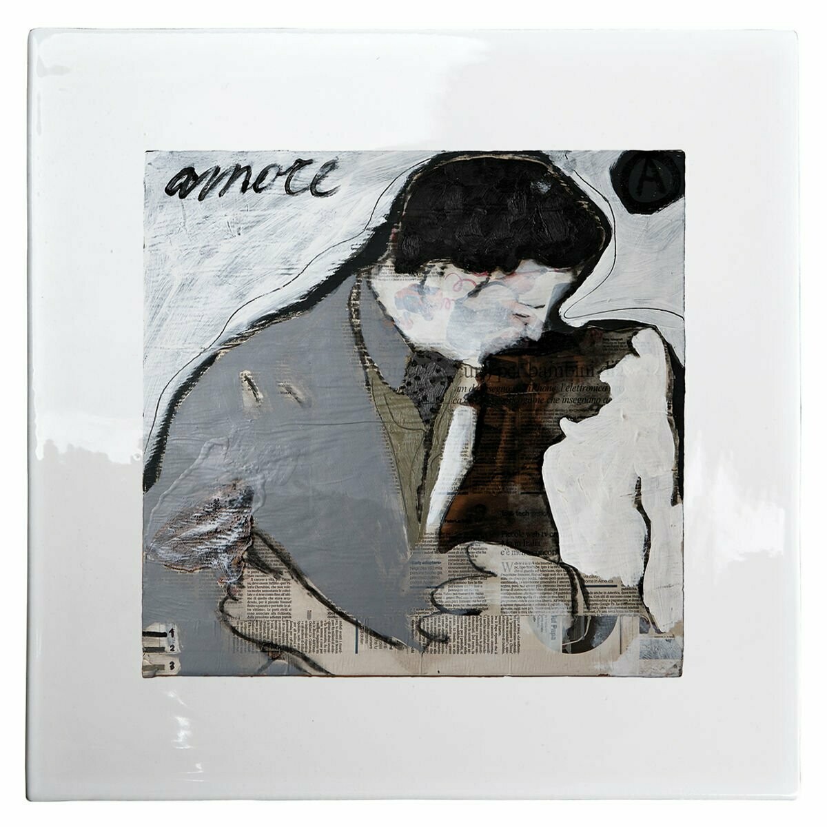 Piatto/Sottopiatto/Vassoio "KISS ME", Colore: Bianco