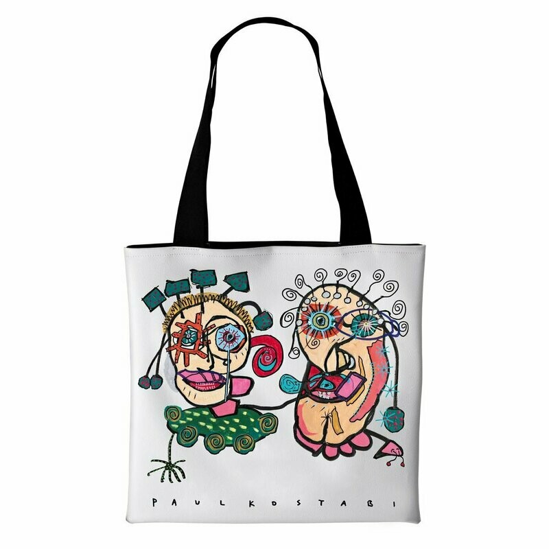 Borsa tote-bag "HEADS ON WHITE"