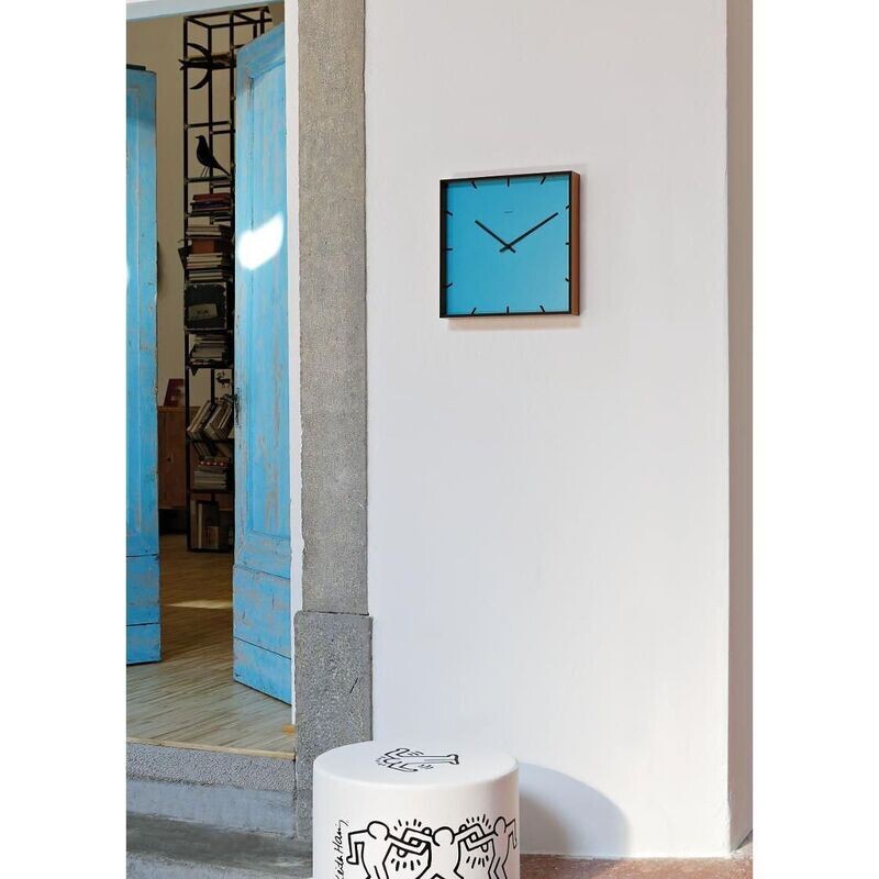 Orologio "Quadro" azzurro/rovere