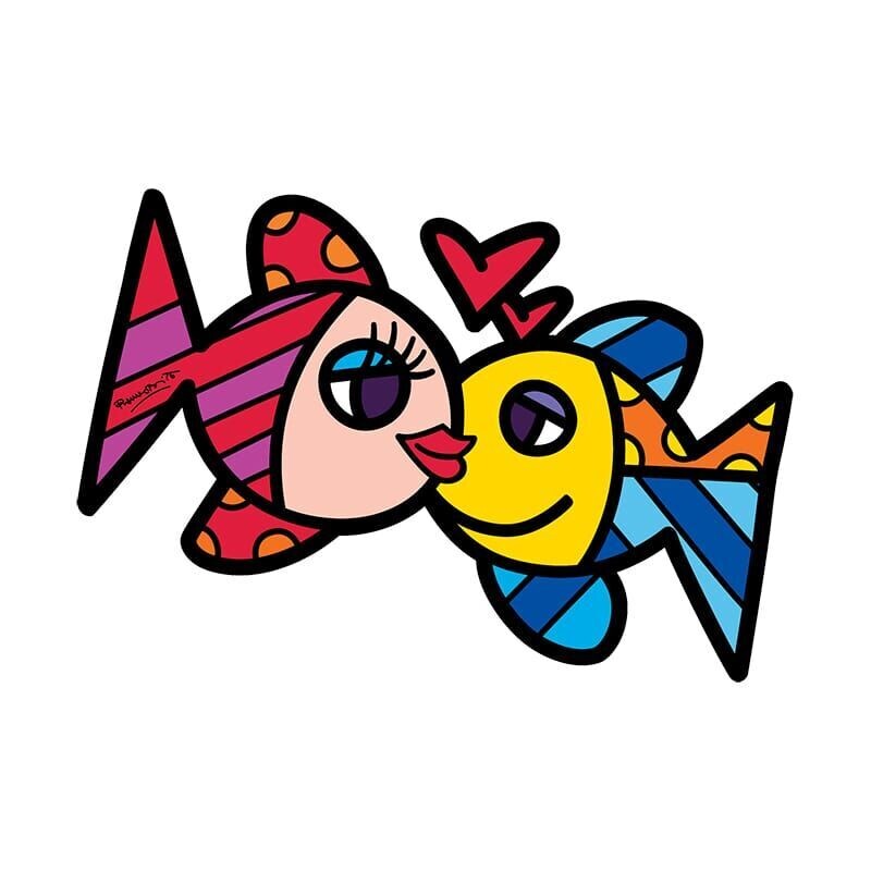 Pannello artistico "PESCIOLINI IN AMORE" -Romero Britto-