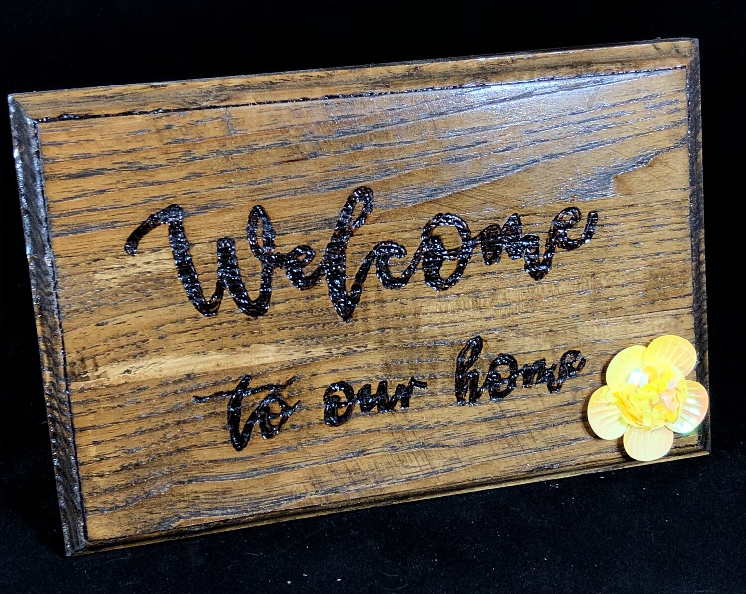 To Our Home' Reclaimed Wood Plaque (Dark Brown)