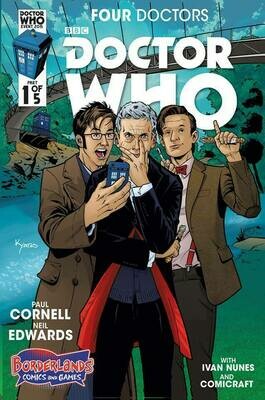 *Borderlands Exclusive* Doctor Who Four Doctors #1 cover art by Kelly Yates